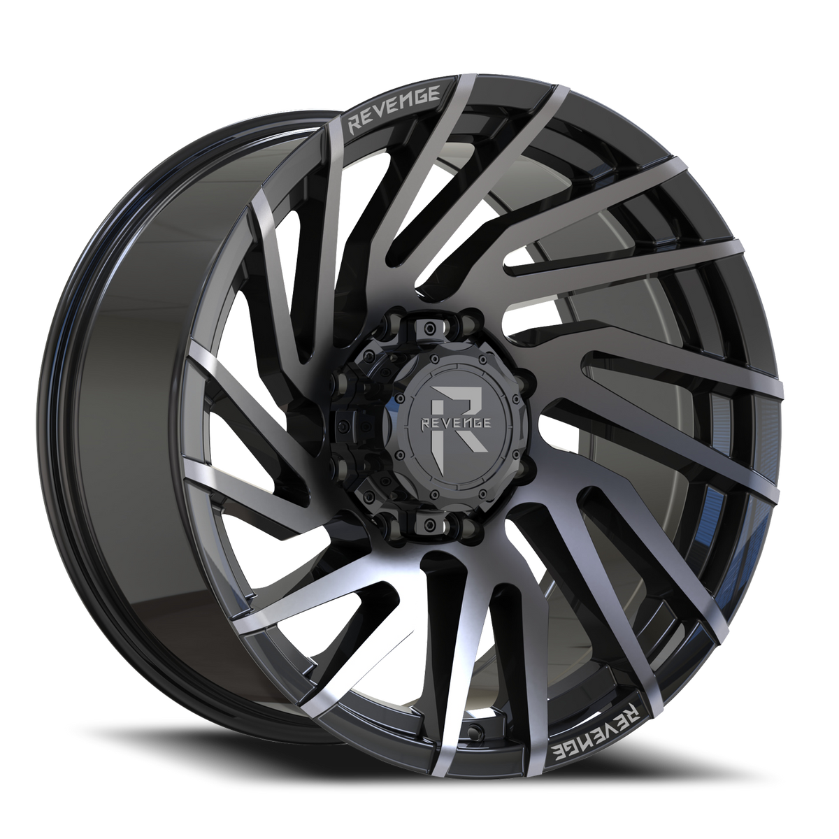 REVENGE OFFROAD RV207 20X10 -19 8X165.1 GLOSS BLACK MACHINED TITANIUM DOUBLE DARK TINT