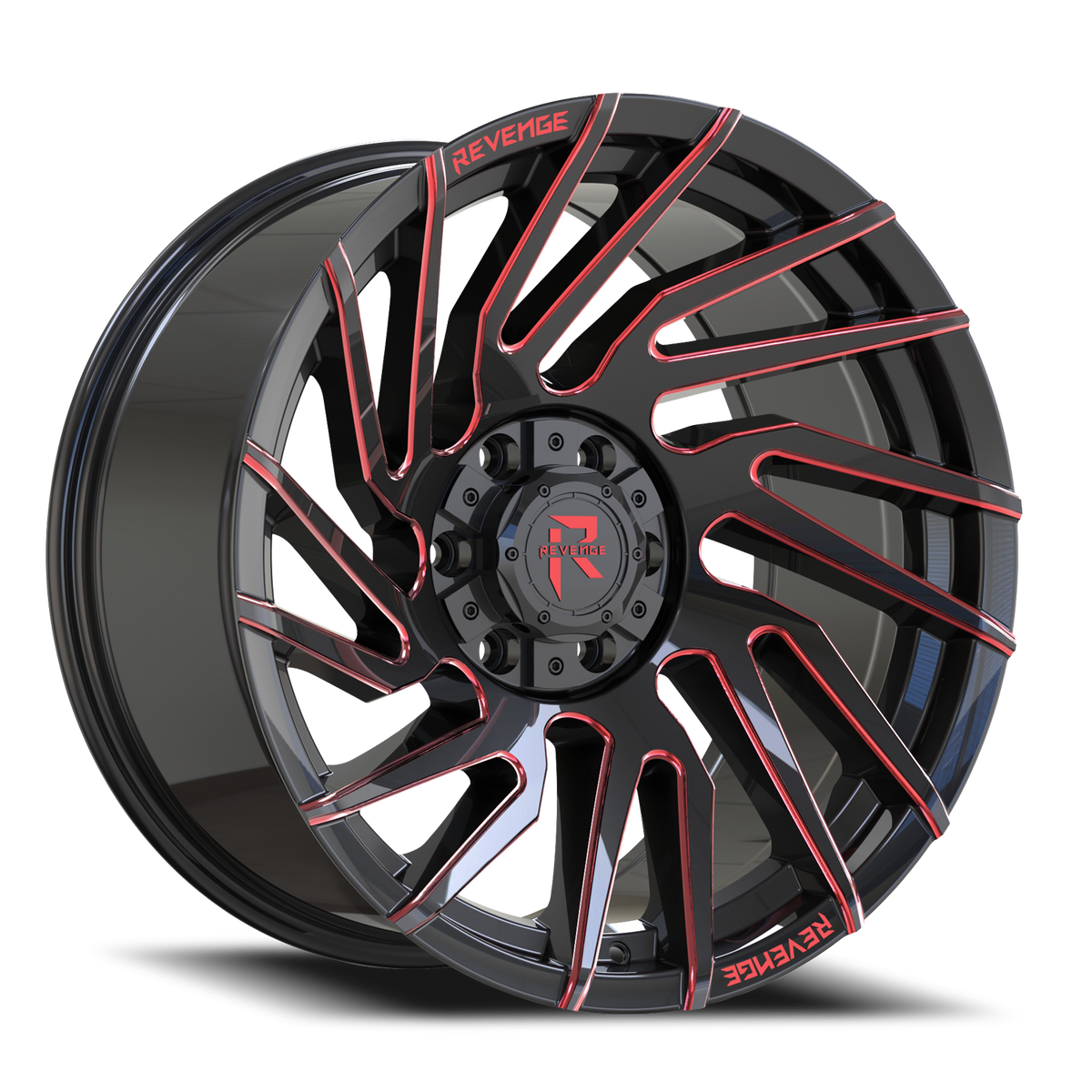 REVENGE OFFROAD RV207 22X10 -19 6X135/6X139.7 BLACK RED MILLED