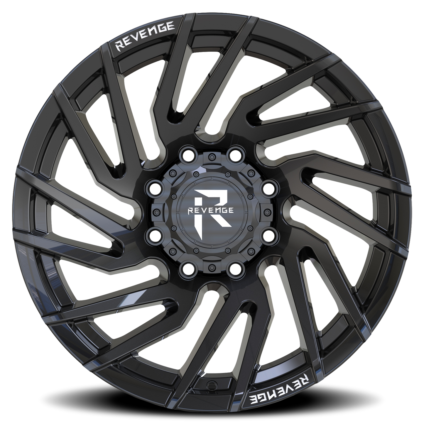 REVENGE OFFROAD RV207 20X9 0 8X170 GLOSS BLACK RIVETS