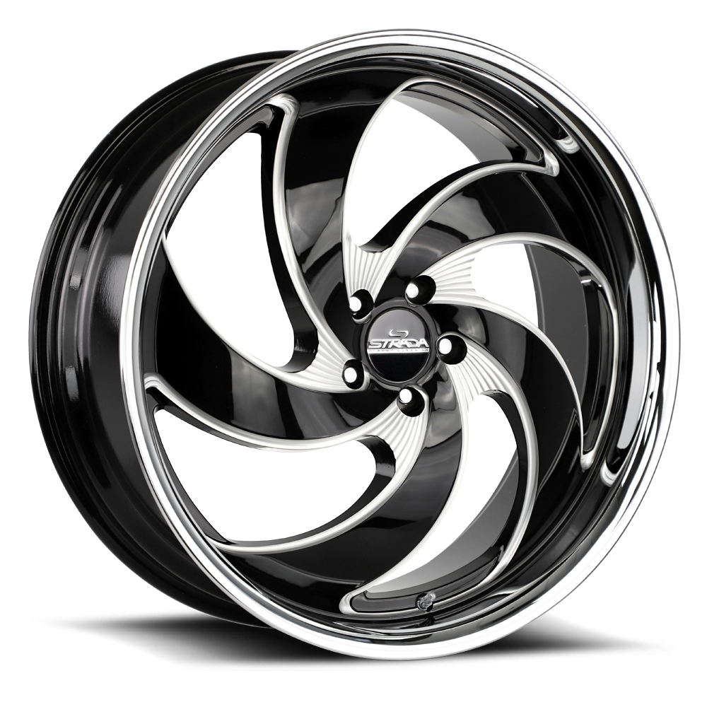 STRADA STREET CLASSICS C05 RETRO 5 22X10 40MM 5X120 GLOSS BLACK MILLED SS LIP | C05252040DGBMLSS