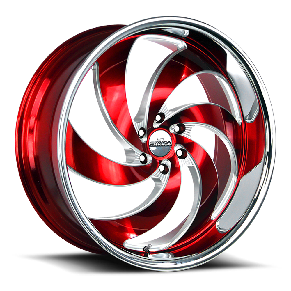 STRADA STREET CLASSICS C06 RETRO 6 24X10 24MM 6X135 CANDY RED MILLED SS LIP | C06463524RMLSS