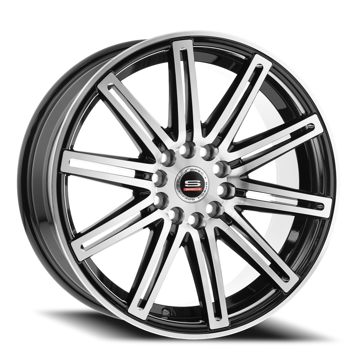 SPEC-1 SP-48 18X8 35 5X114.3/5X120 GLOSS BLACK & MACHINED