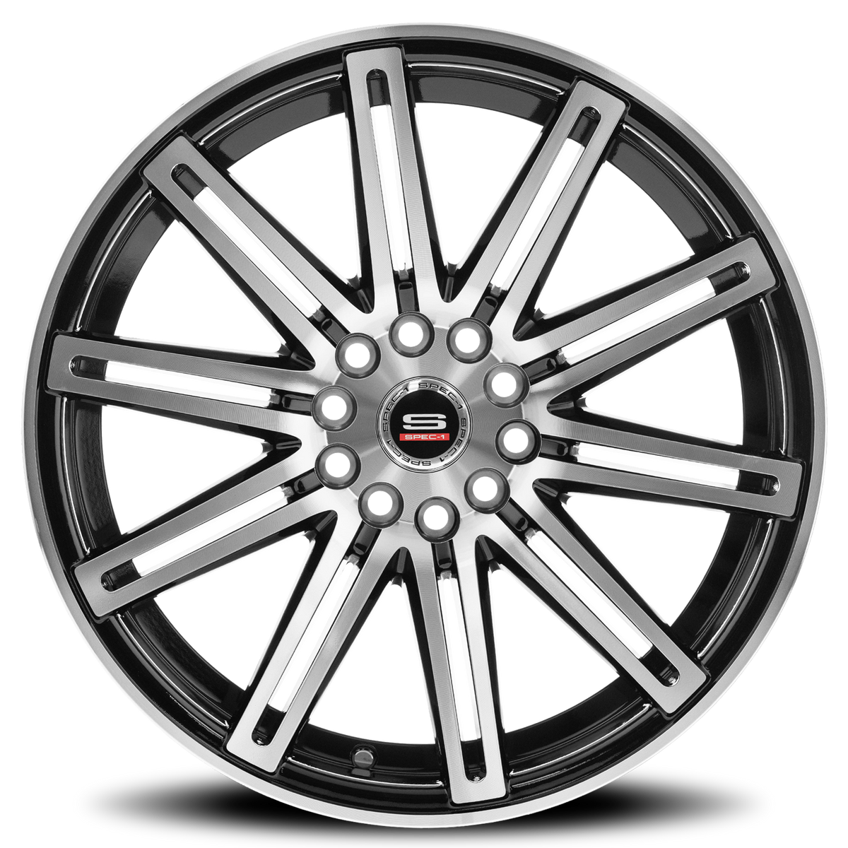 SPEC-1 SP-48 18X8 35 5X114.3/5X120 GLOSS BLACK & MACHINED