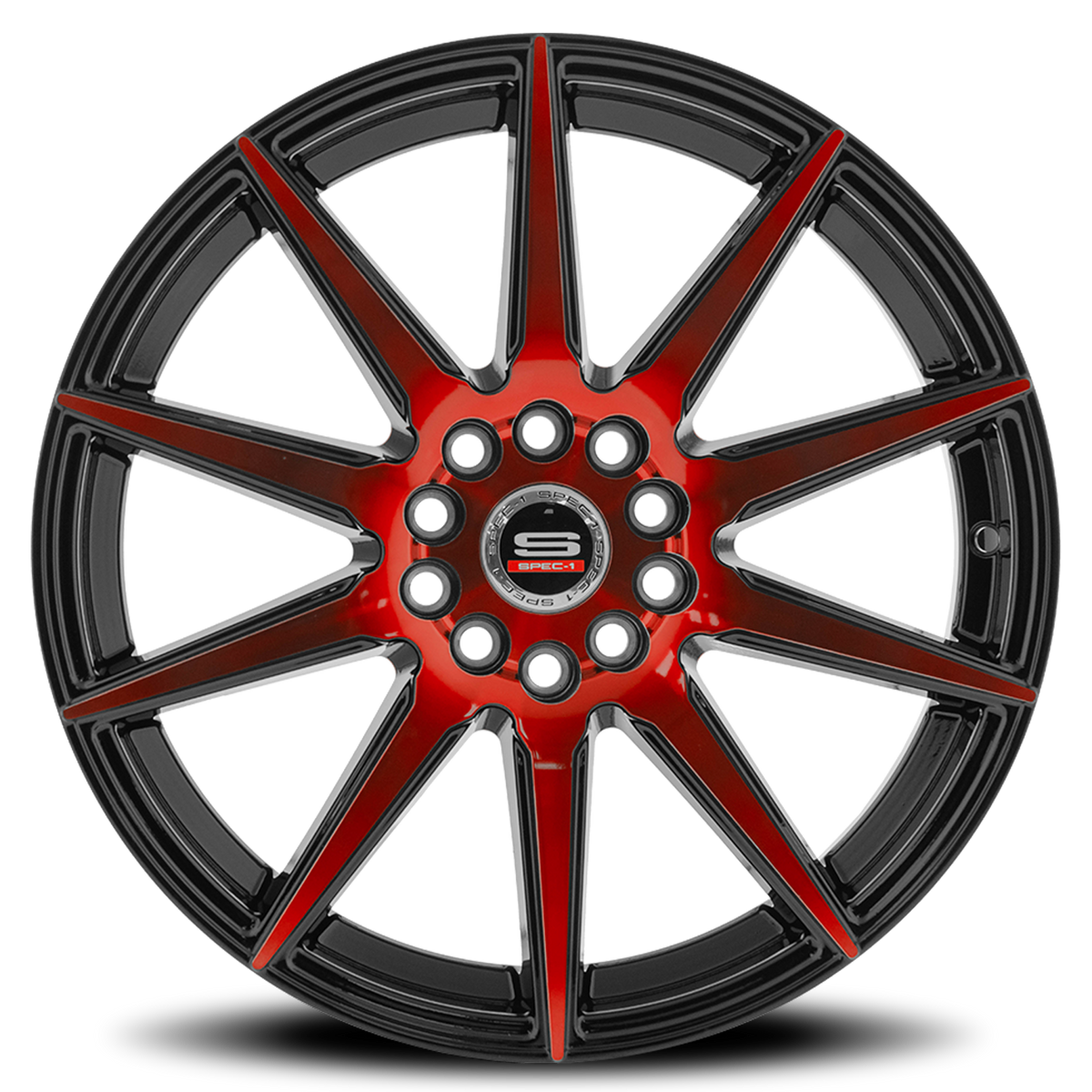 SPEC-1 SP-51 20X8.5 38 5X100/5X114.3 GLOSS BLACK & RED MACHINED