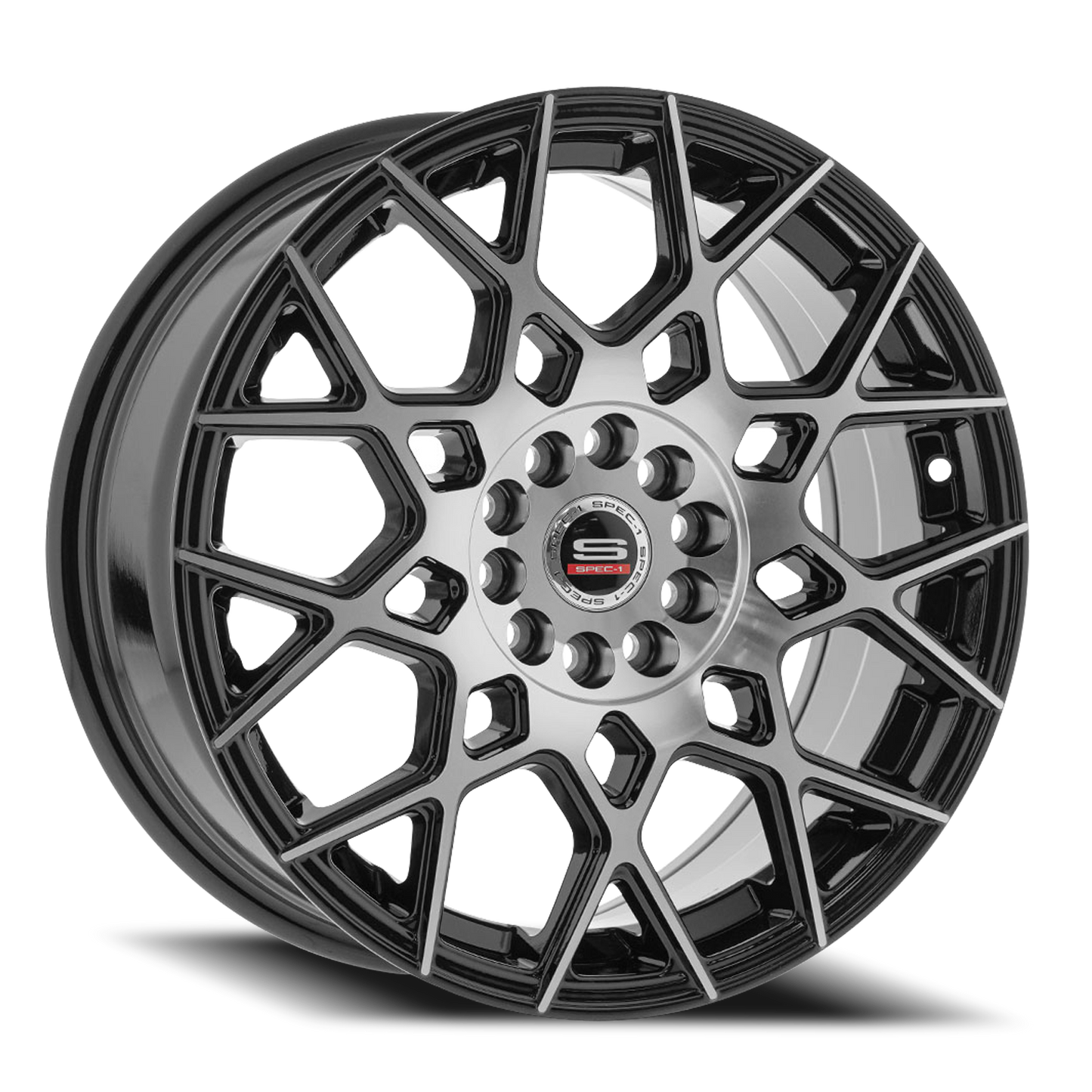 SPEC-1 SP-52 17X7.5 42 5X100/5X114.3 GLOSS BLACK & MACHINED