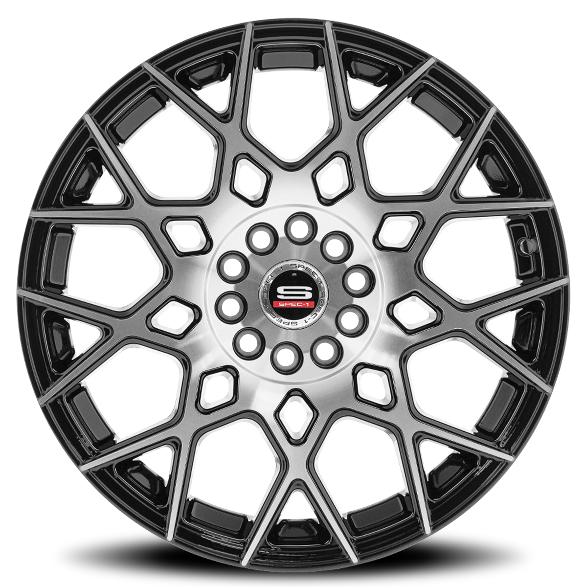 SPEC-1 SP-52 20X8.5 38 5X112/5X114.3 GLOSS BLACK & MACHINED