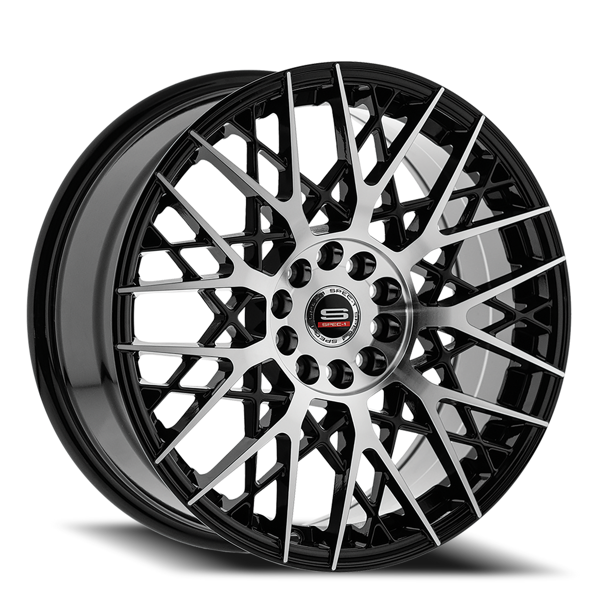 SPEC-1 SP-53 17X7.5 42 5X112/5X114.3 GLOSS BLACK & MACHINED
