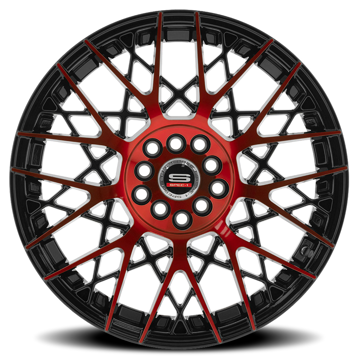 SPEC-1 SP-53 17X7.5 42 5X114.3/5X120 GLOSS BLACK & RED MACHINED