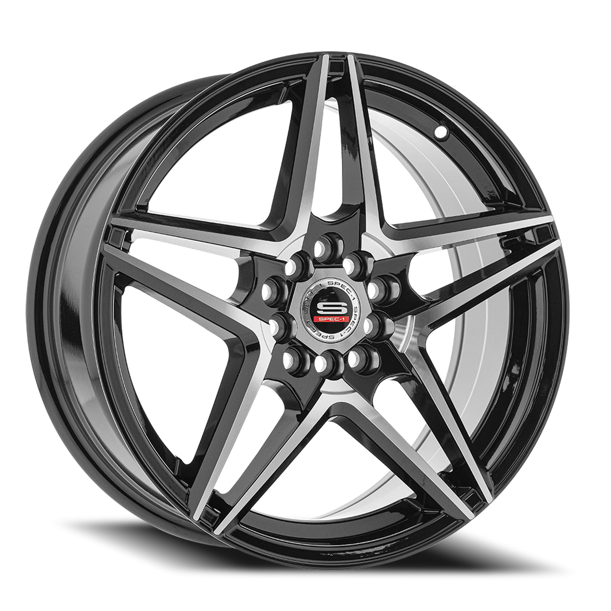 SPEC-1 SP-54 17X7.5 42 5X108/5X114.3 GLOSS BLACK & MACHINED