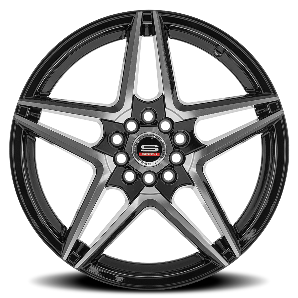 SPEC-1 SP-54 17X7.5 42 5X108/5X114.3 GLOSS BLACK & MACHINED