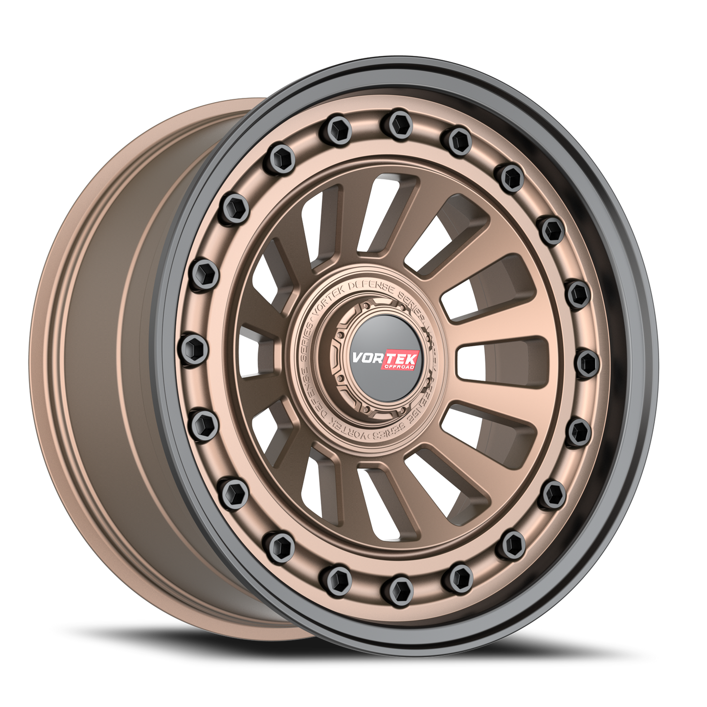 VORTEK VRD-702 20X9.5 12 6X114.3/6X139.7 MATTE BRONZE WITH BLACK BOLTS & LIP