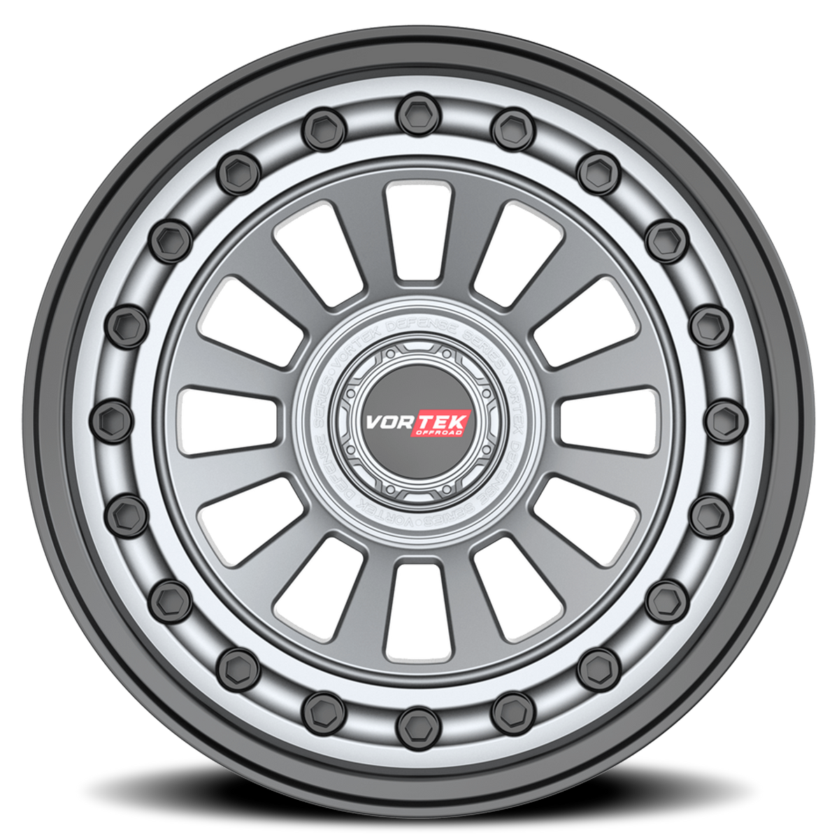 VORTEK VRD-702 17X9 -12 5X127/5X139.7 MATTE GUNMETAL WITH BLACK BOLTS & LIP