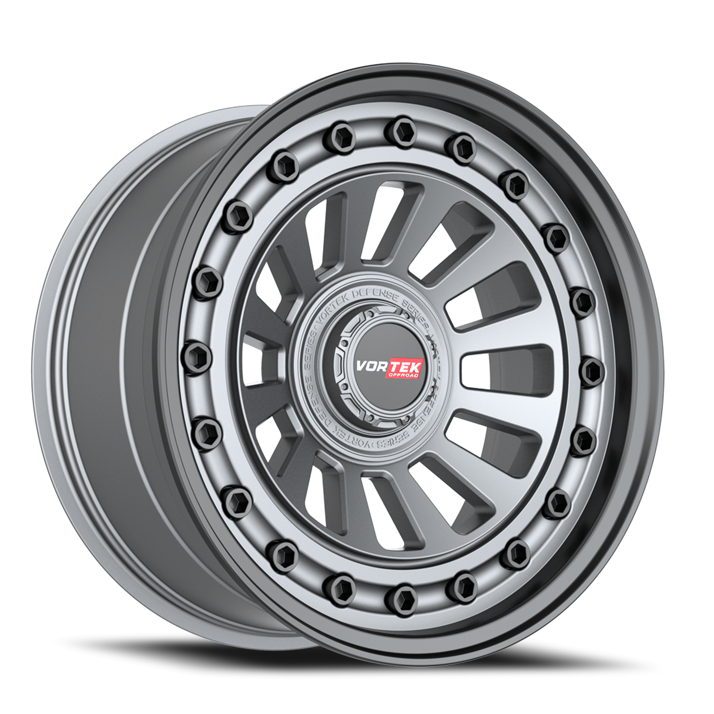 VORTEK VRD-702 18X9 0 6X135/6X139.7 MATTE GUNMETAL WITH BLACK BOLTS & LIP