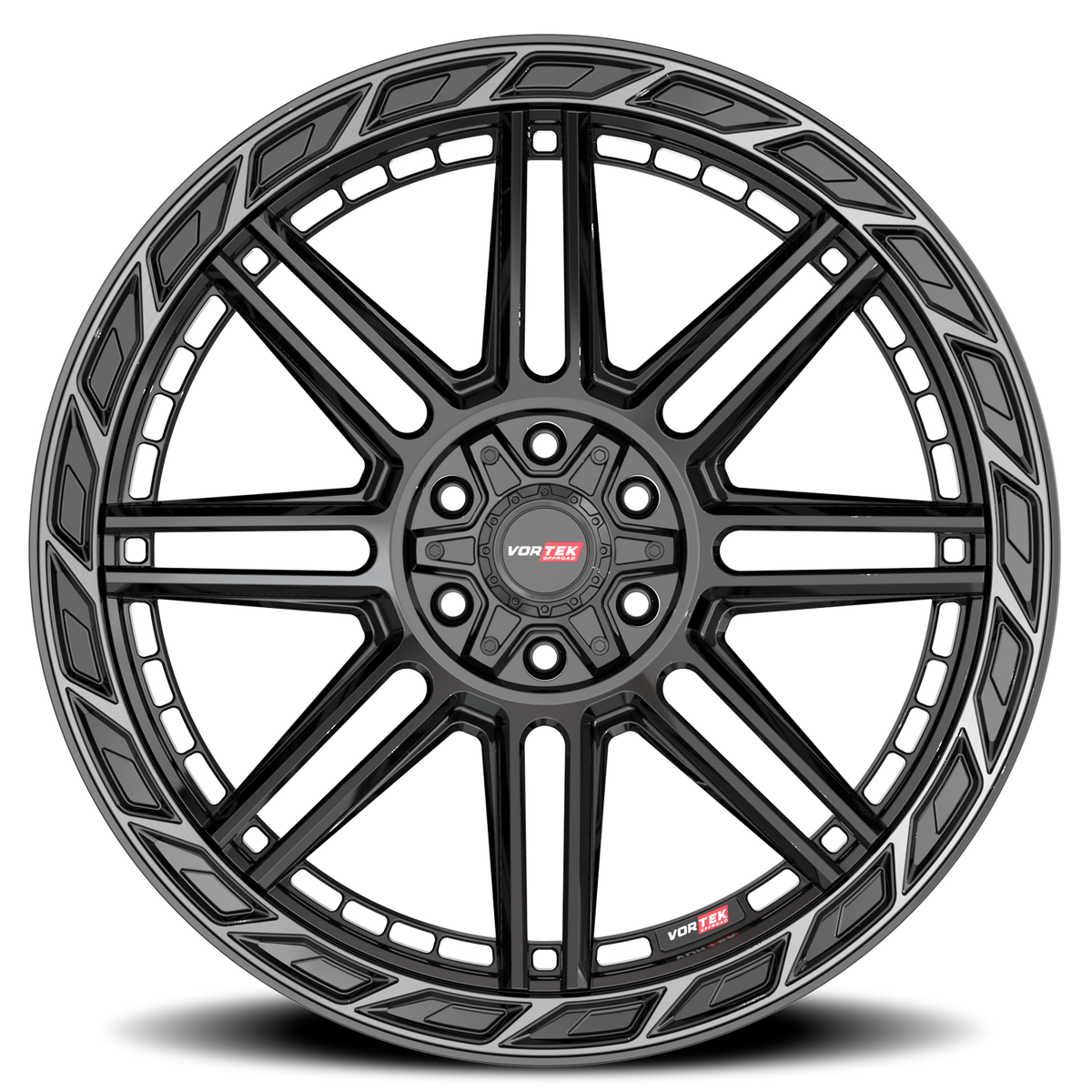 VORTEK VRP-501 20X9 18 6X135/6X139.7 BLACK DIAMOND CUT RING WITH DARK TINT