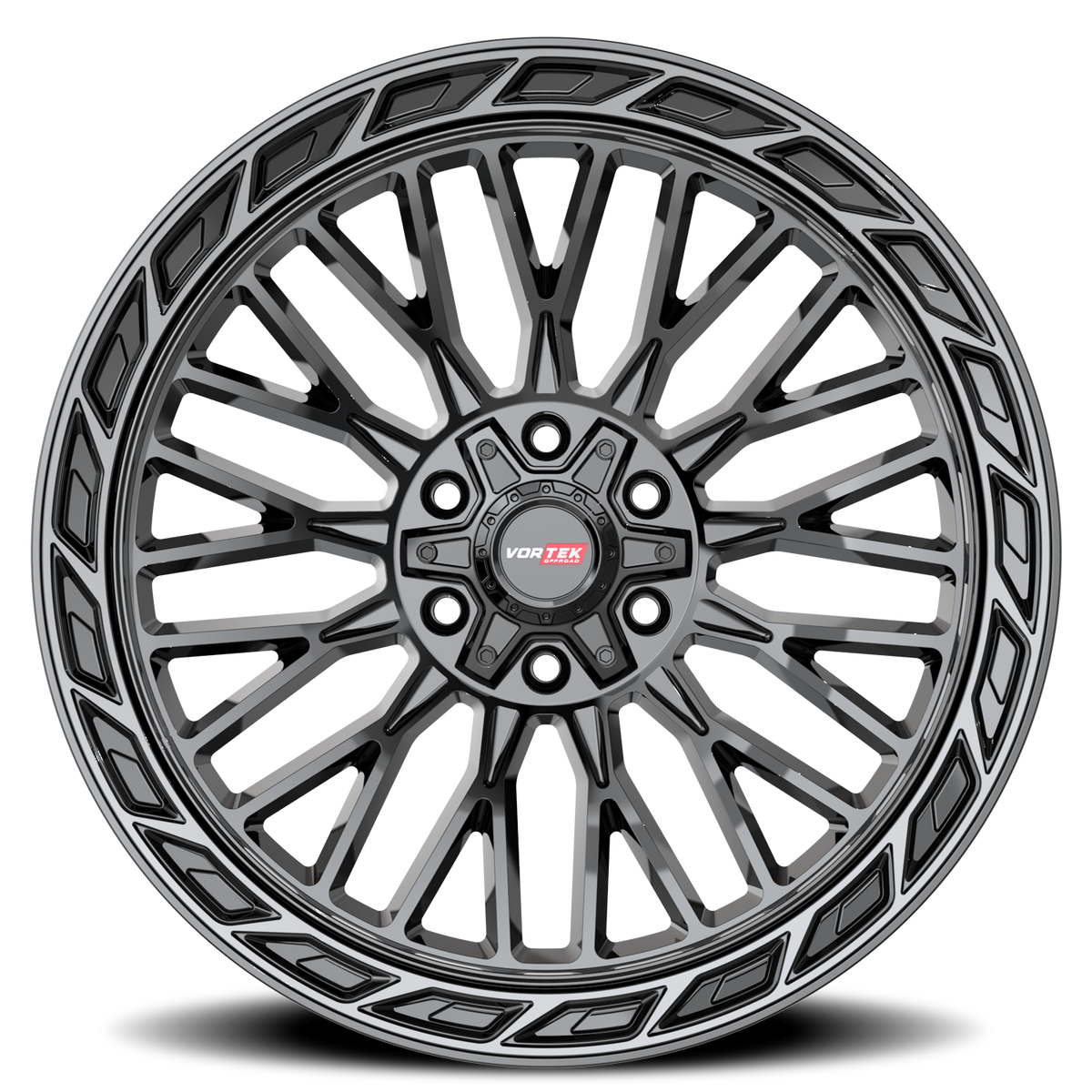 VORTEK VRP-502 20X9 0 6X135/6X139.7 BLACK DIAMOND CUT RING WITH DARK TINT