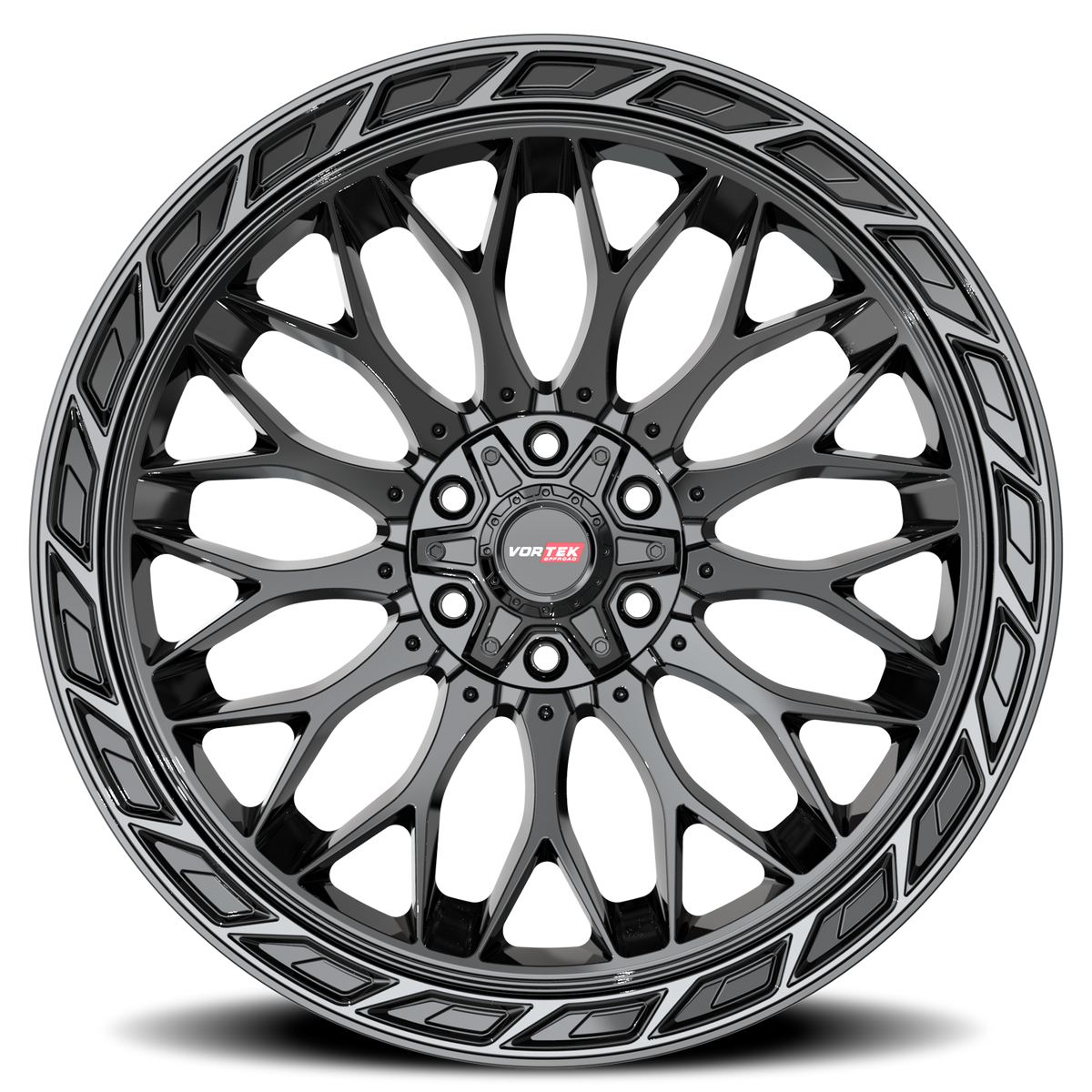 VORTEK VRP-503 20X10 -18 6X135/6X139.7 BLACK DIAMOND CUT RING WITH DARK TINT