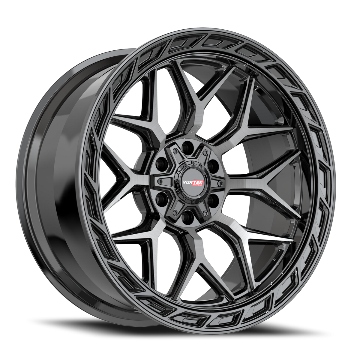 VORTEK VRP-504 20X9 12 5X127/5X139.7 BLACK DIAMOND CUT WITH DARK TINT
