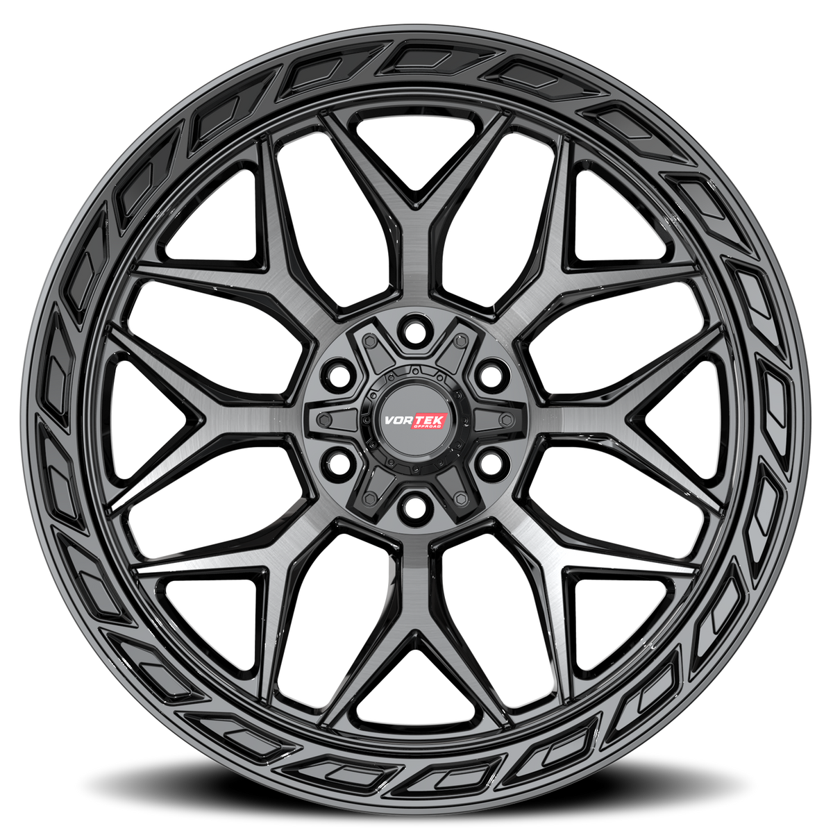 VORTEK VRP-504 20X9 0 5X127/5X139.7 BLACK DIAMOND CUT WITH DARK TINT