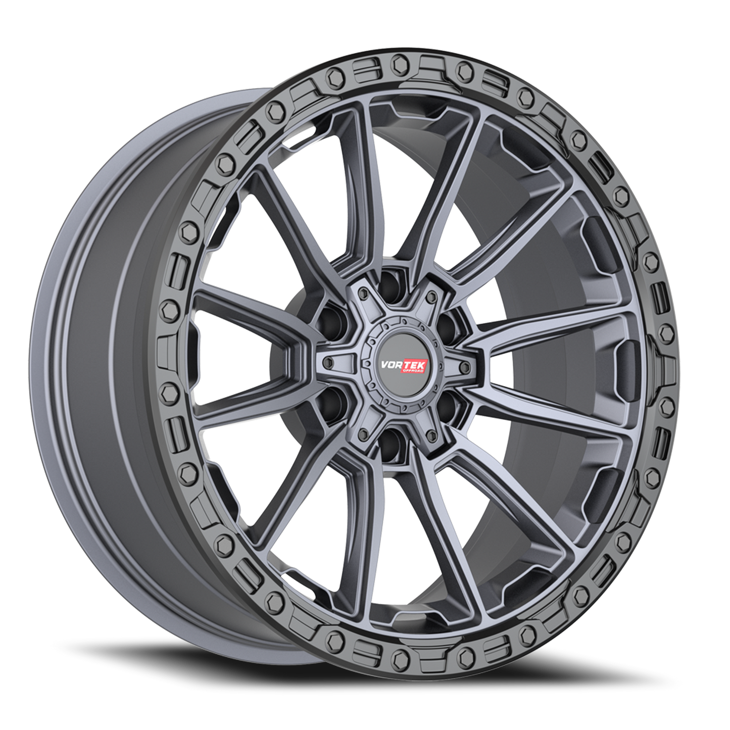 VORTEK VRT-601 20X9 0 6X135/6X139.7 MATTE TITANIUM WITH BLACK BEAD RING