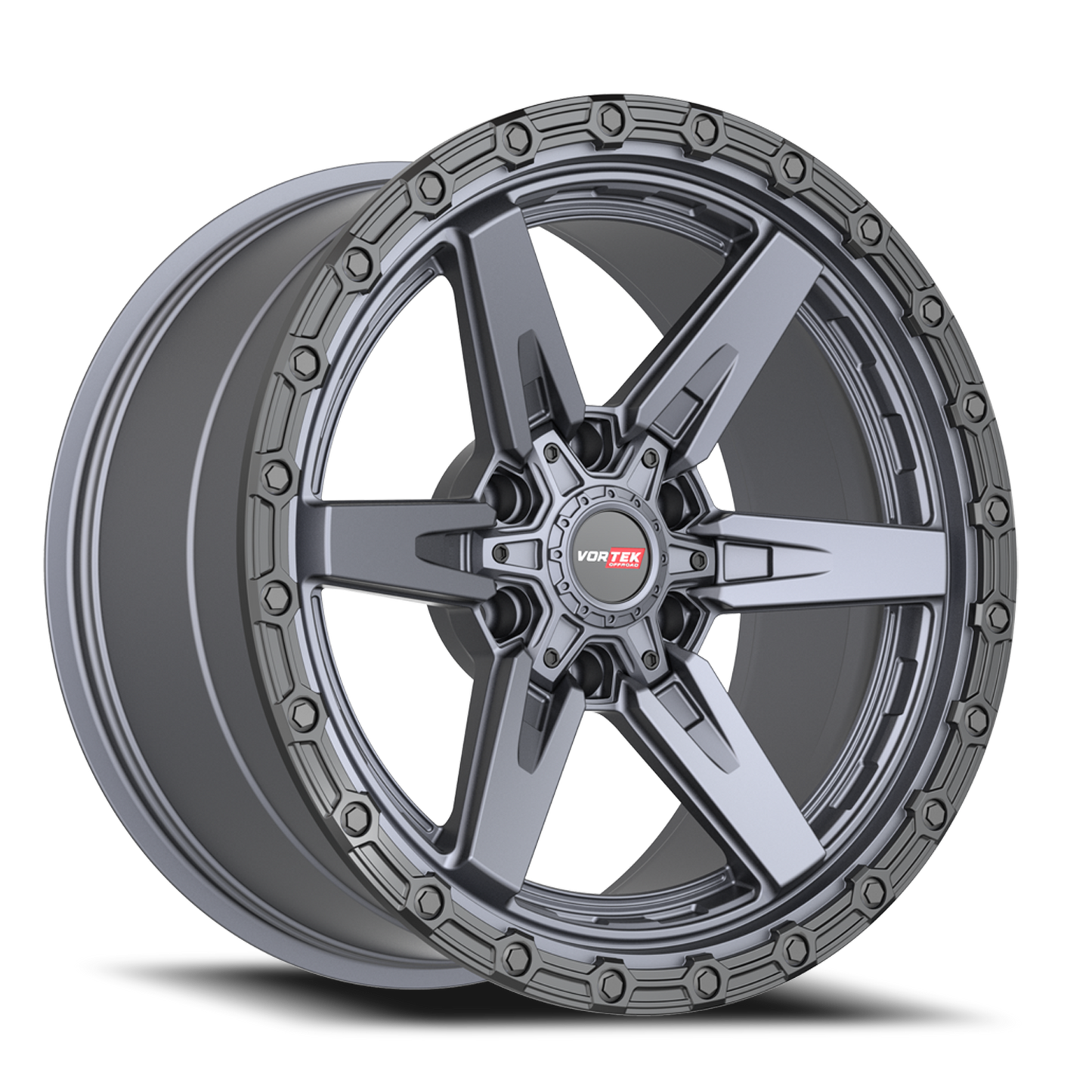 VORTEK VRT-602 17X9 -12 6X135/6X139.7 MATTE TITANIUM WITH BLACK BEAD RING
