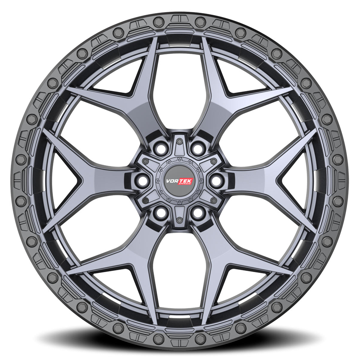 VORTEK VRT-603 17X9 -12 6X135/6X139.7 MATTE TITANIUM WITH BLACK BEAD RING