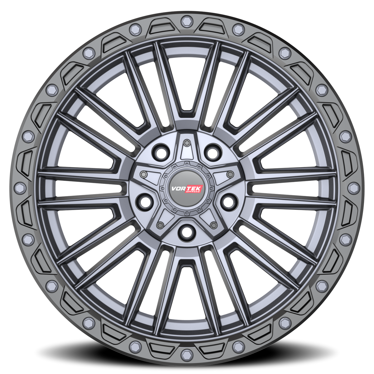 VORTEK VRT-604 20X9.5 -18 5X127/5X139.7 MATTE TITANIUM WITH BLACK BEAD RING