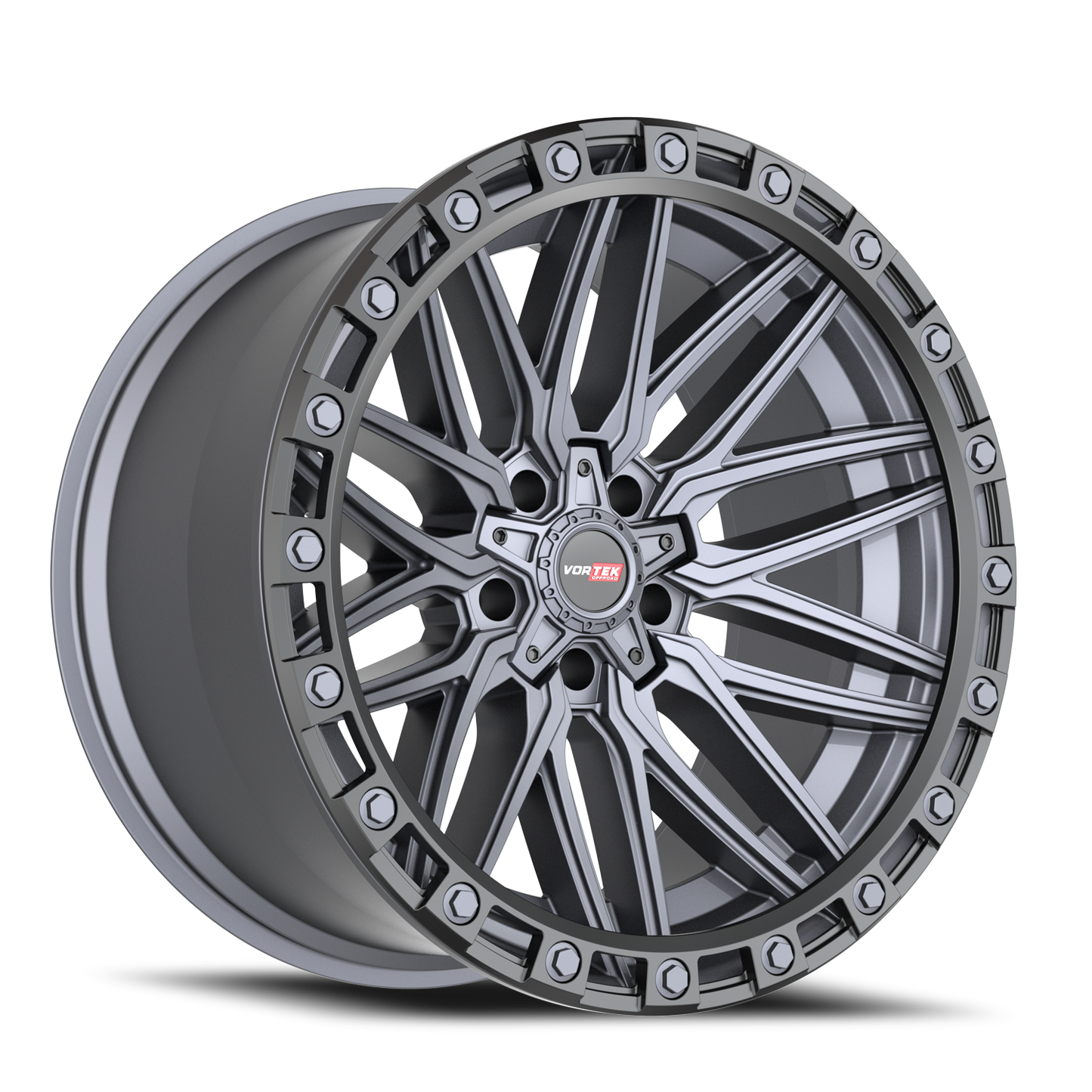 VORTEK VRT-608 20X10 -12 5X127/5X139.7 MATTE TITANIUM WITH BLACK BEAD RING