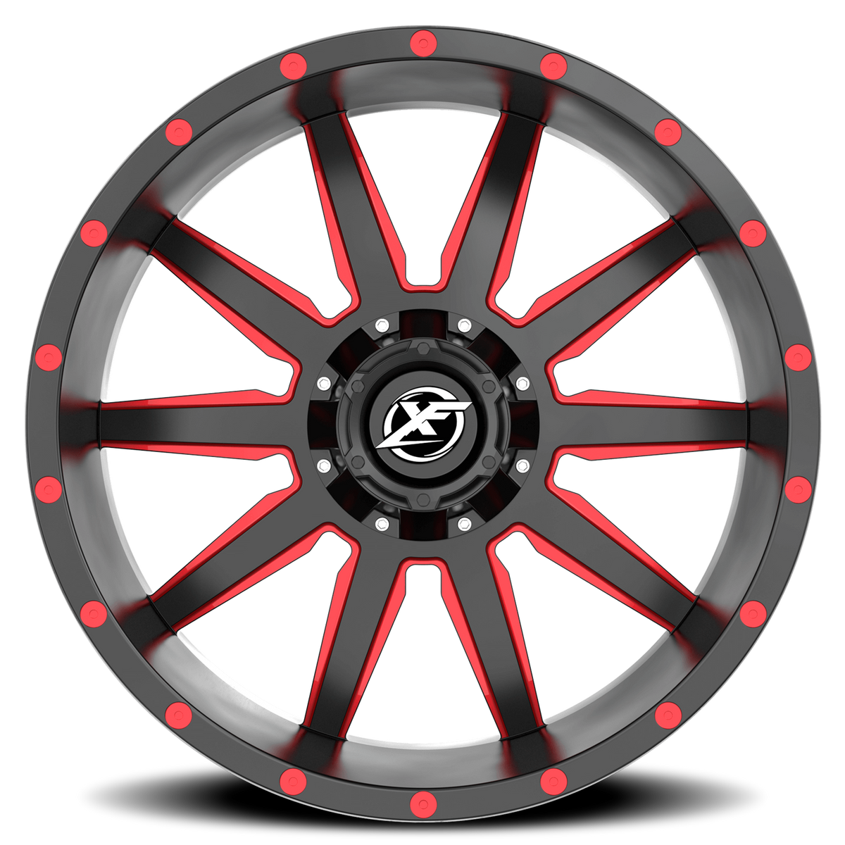XF OFF-ROAD XF-219 20X9 12 5X127/5X139.7 GLOSS BLACK & RED MILLED