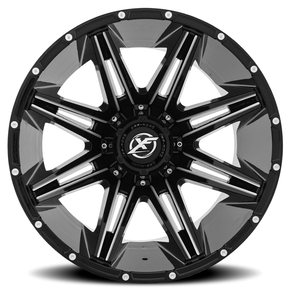 XF OFF-ROAD XF-220 22X10 -18 8X165.1/8X170 GLOSS BLACK & MILLED