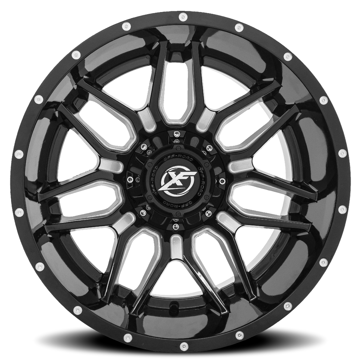 XF OFF-ROAD XF-222 20X12 -44 8X165.1/8X180 GLOSS BLACK & MILLED