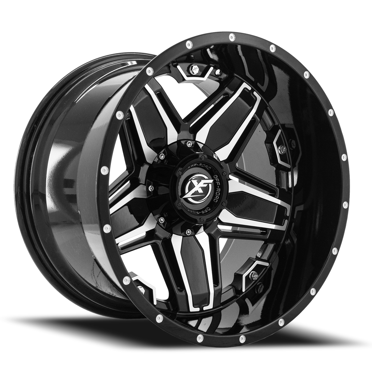 XF OFF-ROAD XF-223 20X12 -44 6X135/6X139.7 GLOSS BLACK & MACHINED