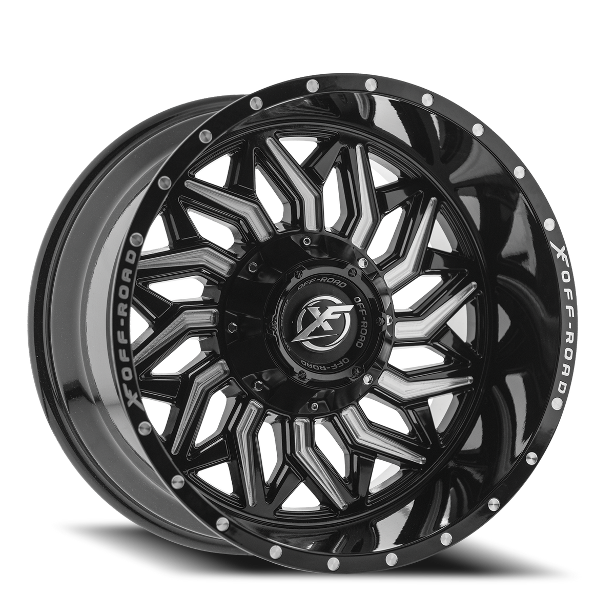 XF OFF-ROAD XF-228 20X12 -44 5X127/5X139.7 GLOSS BLACK & MILLED