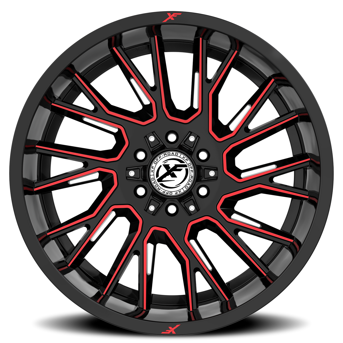 XF OFF-ROAD XF-230 17X9 0 6X135/6X139.7 GLOSS BLACK & RED MACHINED