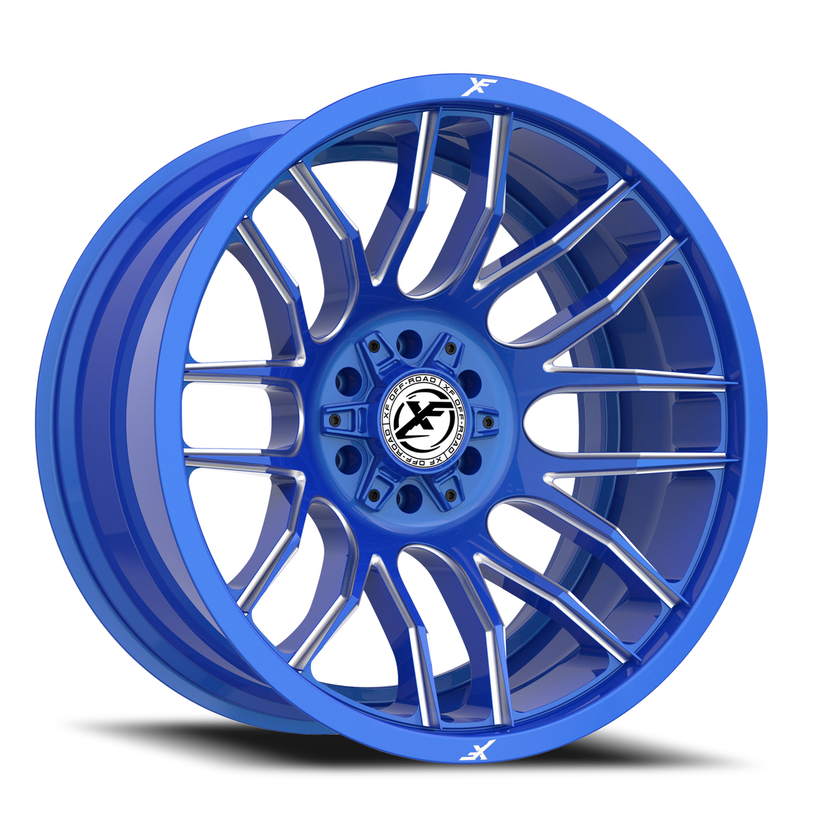 XF OFF-ROAD XF-232 20X10 -24 8X165.1/8X170 GLOSS BLACK & BLUE MILLED