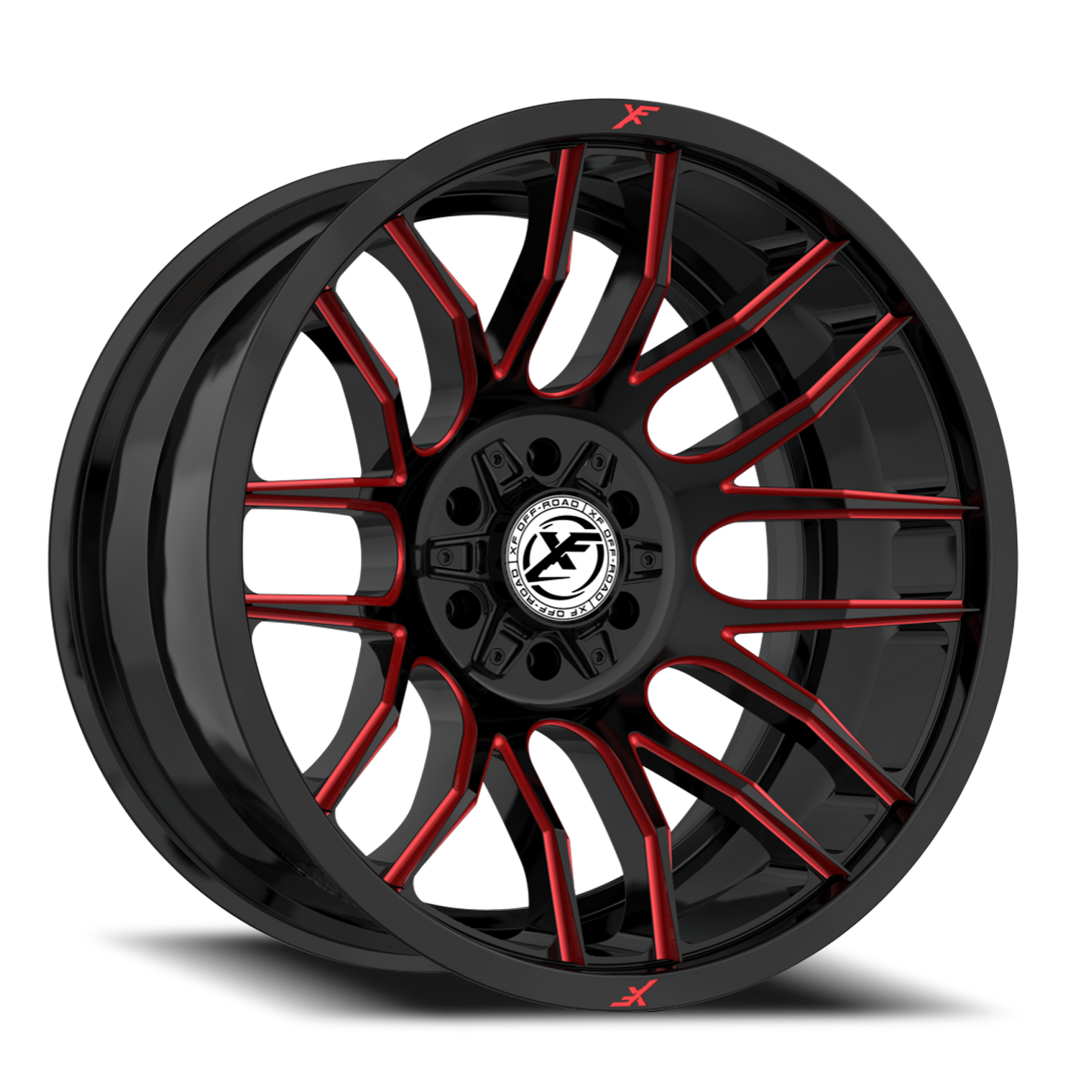 XF OFF-ROAD XF-232 17X9 0 6X135/6X139.7 GLOSS BLACK & RED MILLED