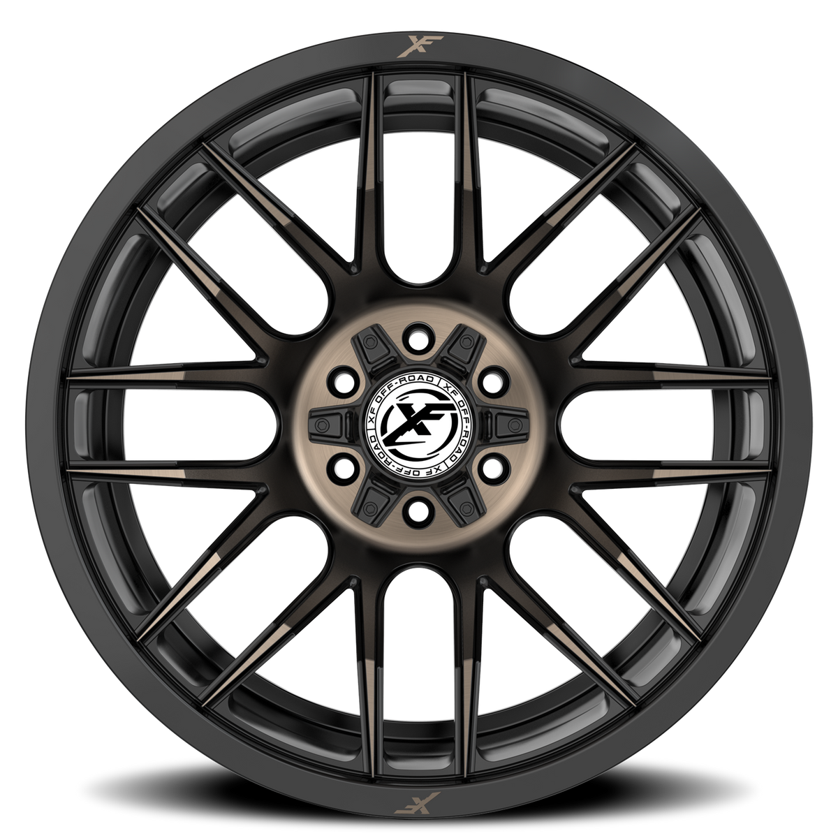 XF OFF-ROAD XF-232 20X9 0 6X135/6X139.7 SATIN BLACK & BRONZE MACHINED DOUBLE DARK TINT