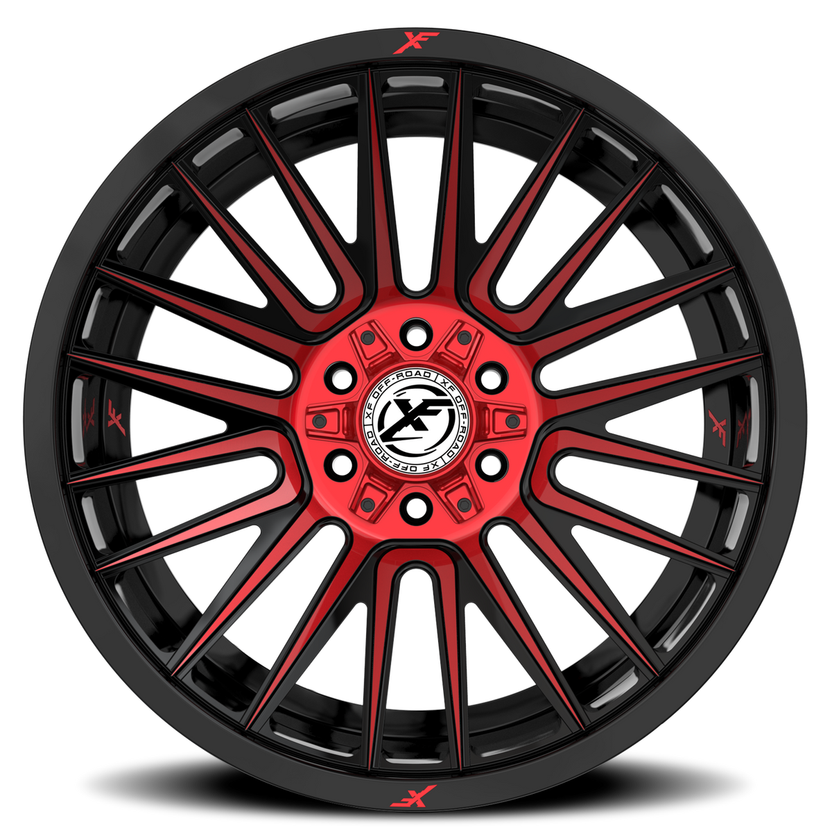 XF OFF-ROAD XF-234 17X9 0 5X127/5X139.7 GLOSS BLACK & RED MACHINED