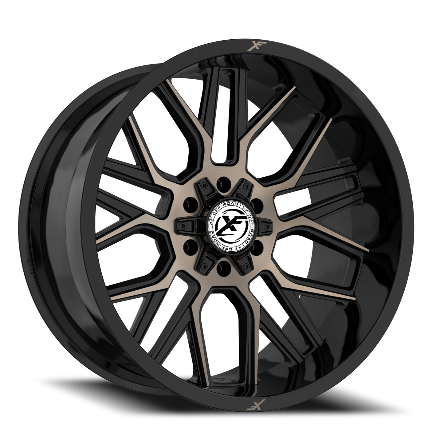 XF OFF-ROAD XF-235 22X12 -44 5X127/5X139.7 GLOSS BLACK & BRONZE MILLED