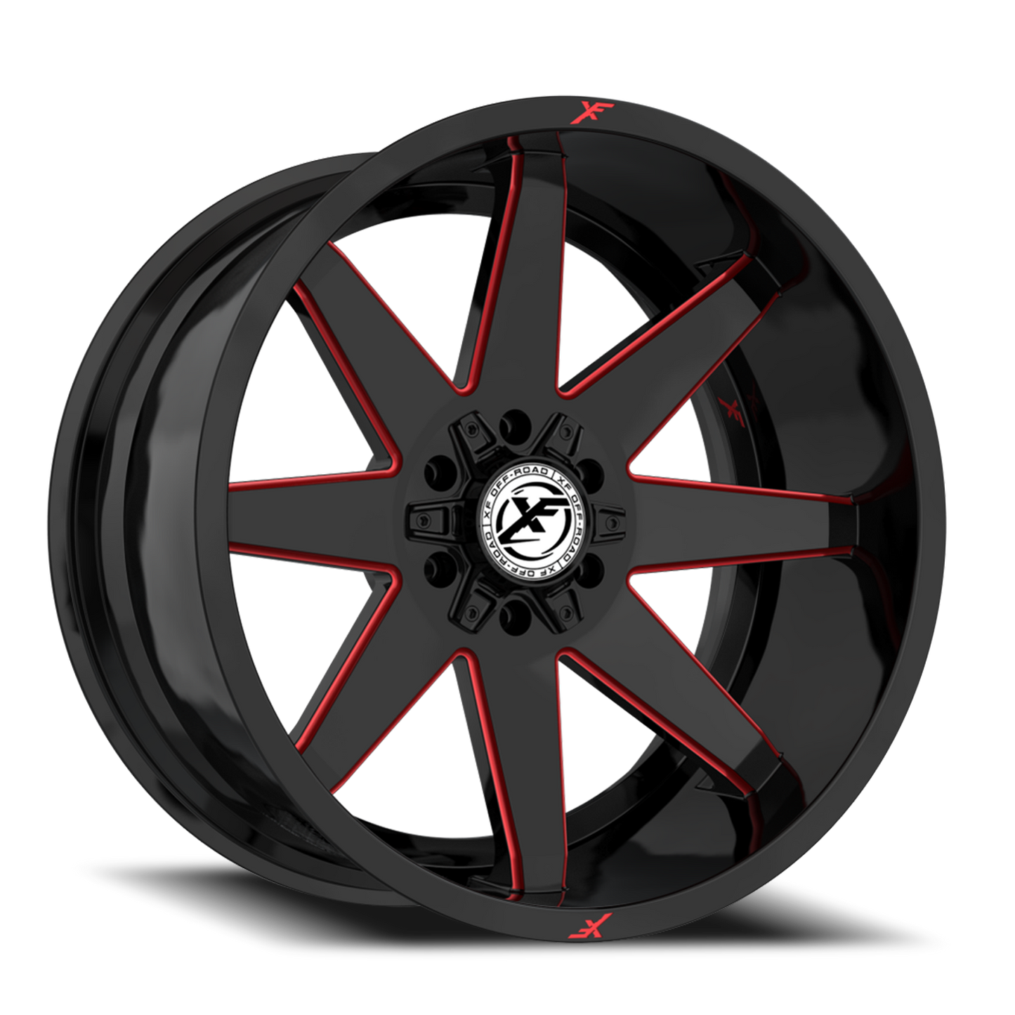 XF OFF-ROAD XF-236 20X10 -12 6X135/6X139.7 GLOSS BLACK & RED MILLED