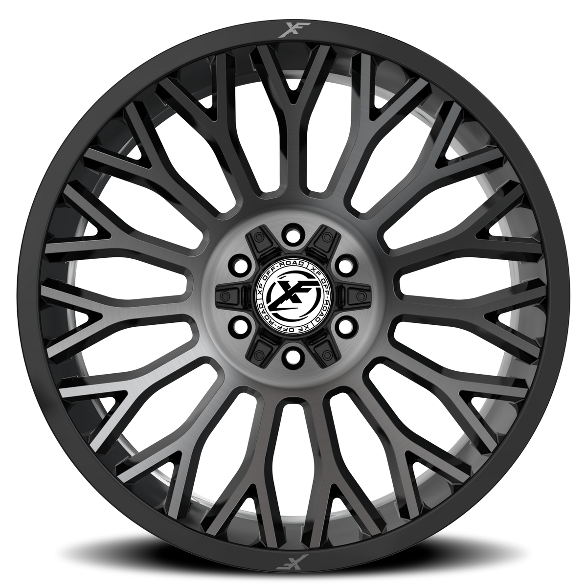 XF OFF-ROAD XF-237 20X9 12 5X127/5X139.7 GLOSS BLACK & BRUSHED DOUBLE DARK TINT