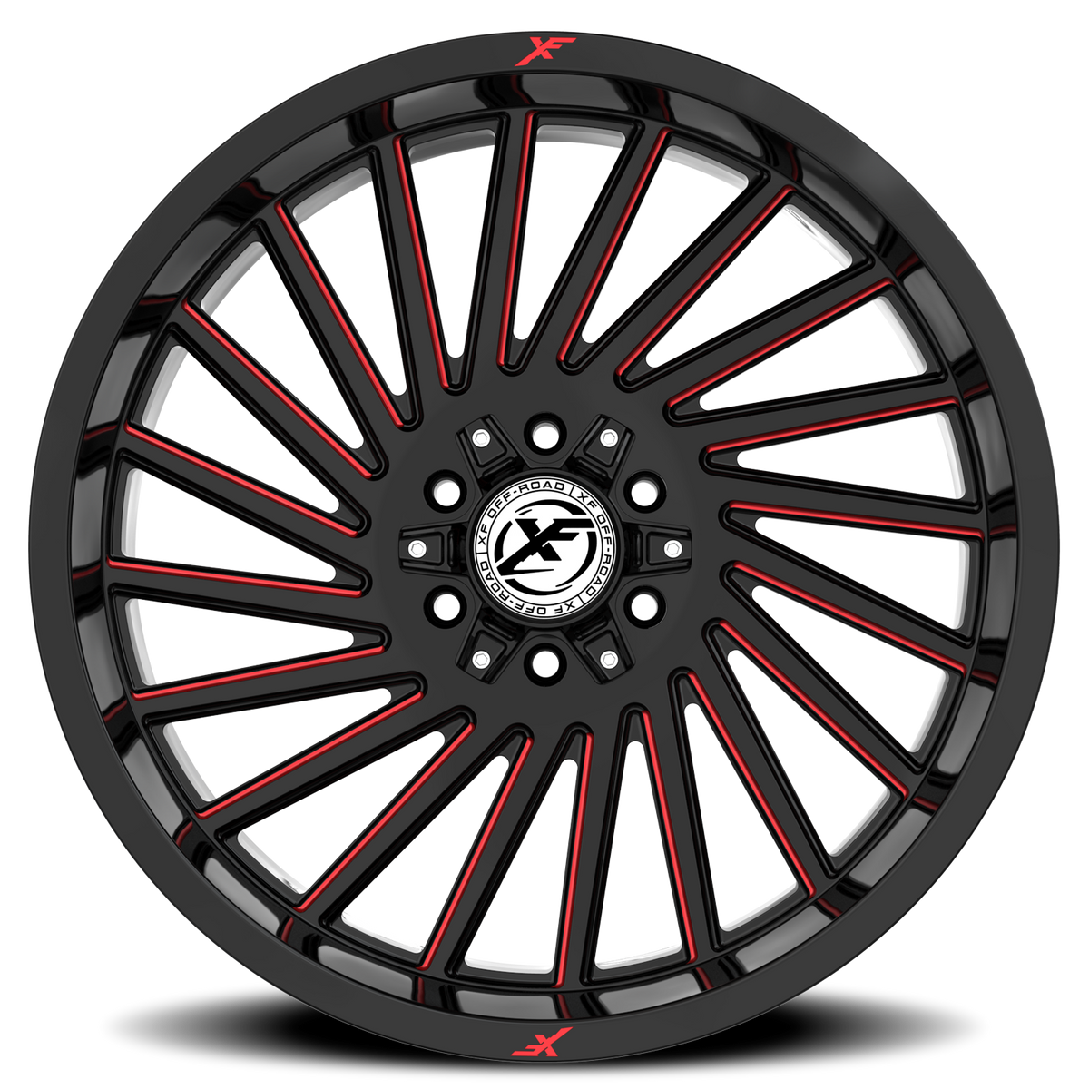 XF OFF-ROAD XF-239 20X10 -12 5X127/5X139.7 GLOSS BLACK & RED MILLED