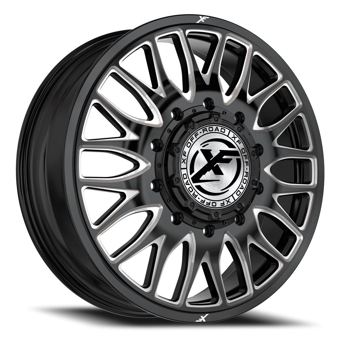 XF OFF-ROAD XF-240 DUALLY 24X8.25 110 10X225 GLOSS BLACK & MILLED