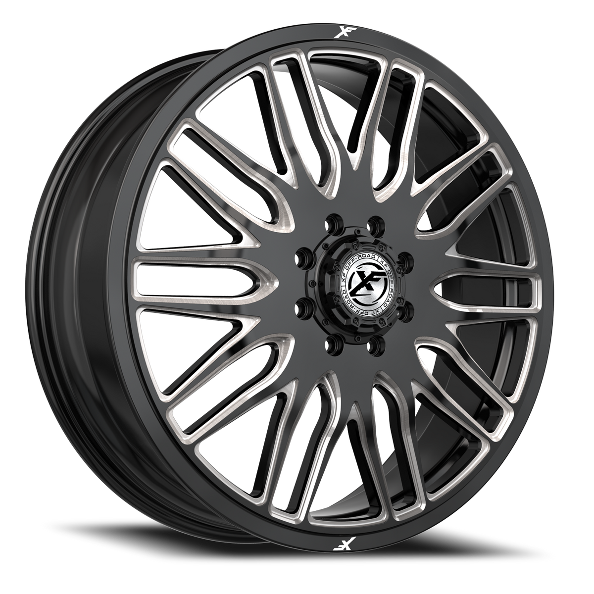 XF OFF-ROAD XF-240 DUALLY 20X8.25 110 8X165.1 GLOSS BLACK & MILLED