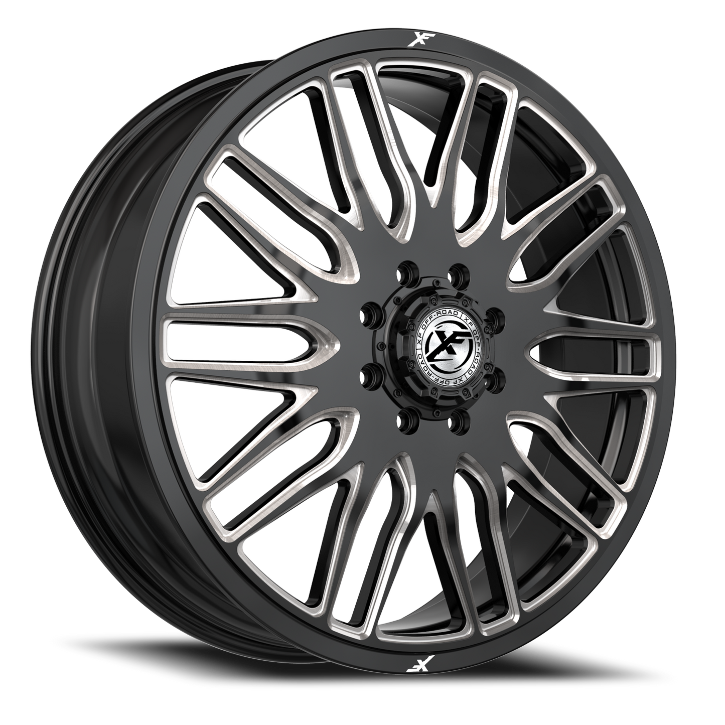 XF OFF-ROAD XF-240 DUALLY 20X8.25 110 8X210 GLOSS BLACK & MILLED