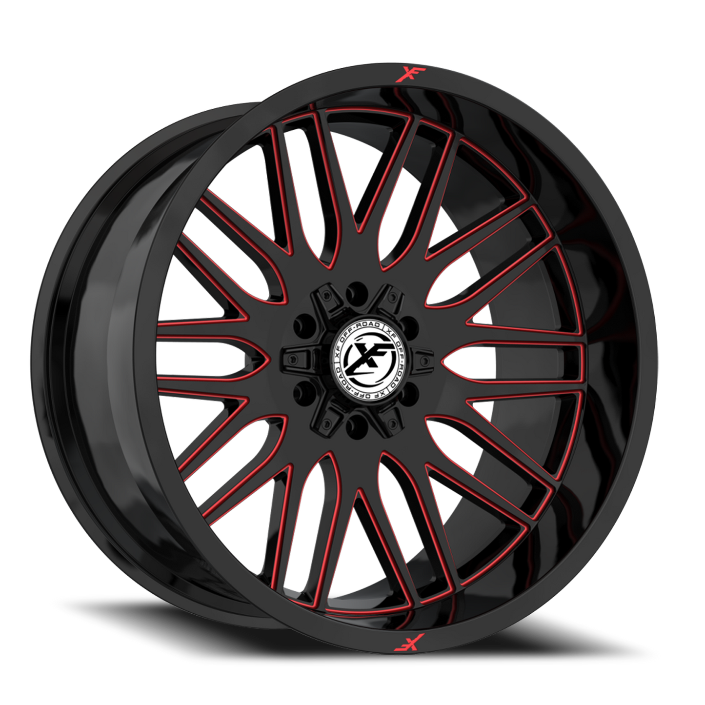 XF OFF-ROAD XF-240 26X14 -76 5X127/5X139.7 GLOSS BLACK & RED MILLED