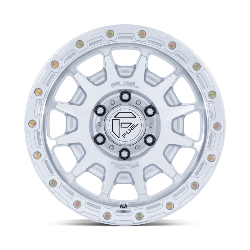 FUEL 1PC FC884 FORTRESS 17x8.5 25 6x139.7 GLOSS SILVER W/ MACHINED FACE