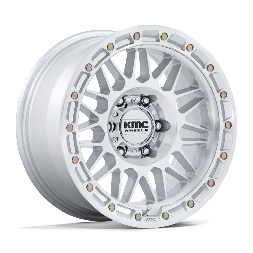 KMC KM555 ATTACK 17X8.5 25 6X114.3 GLOSS SILVER W/ MACHINED FACE
