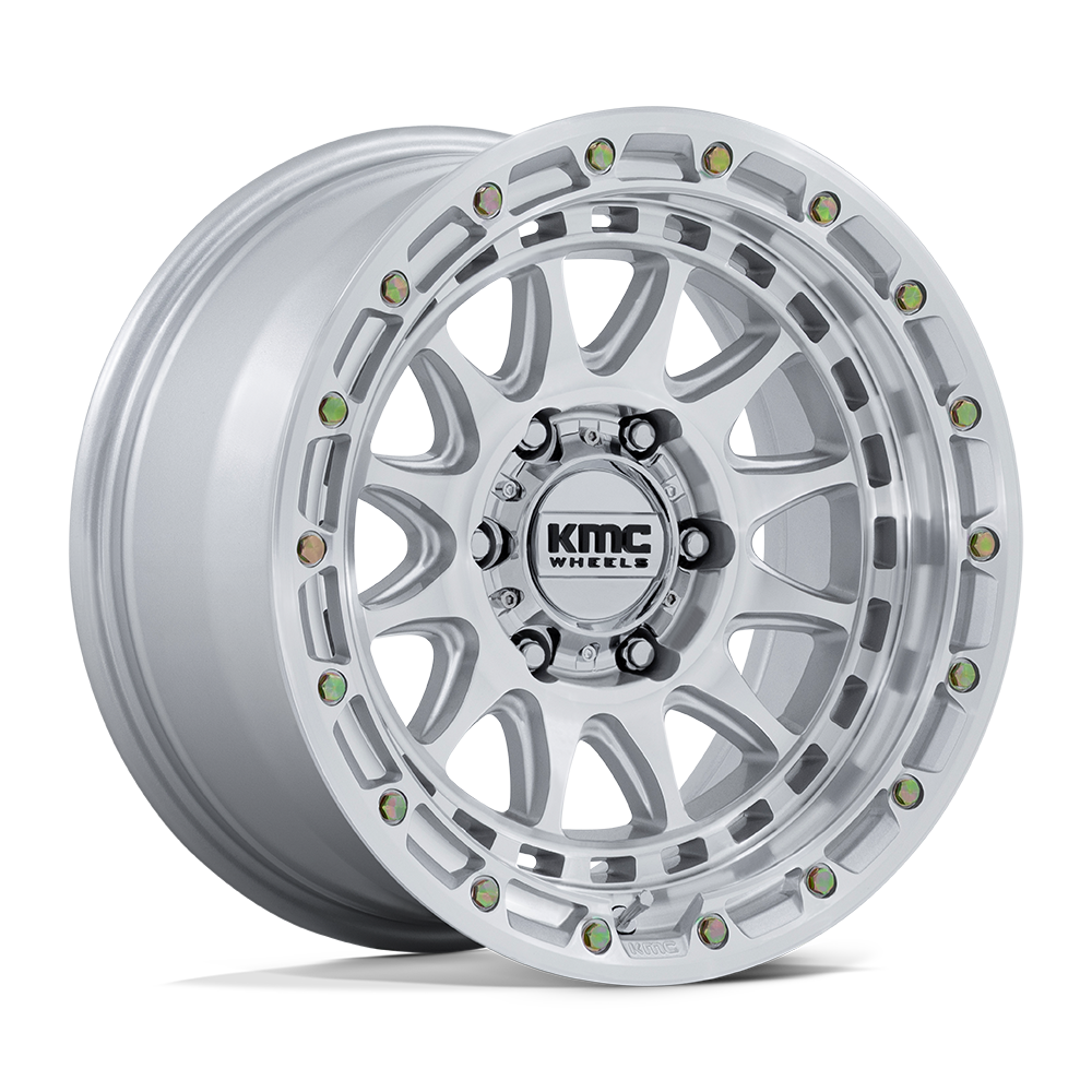 KMC KM556 CRUX 17X8.5 25 6X139.7 GLOSS SILVER W/ MACHINED FACE