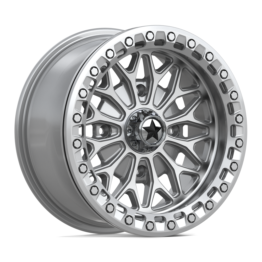MSA OFFROAD WHEELS MA53 BOLO UTV BEADLOCK 15x7 38 4x137 GLOSS SILVER W/ MACHINED FACE