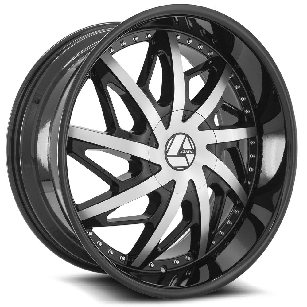 AZARA AZA-510 22X9.5 25 6X135/6X139.7 GLOSS BLACK & MACHINED